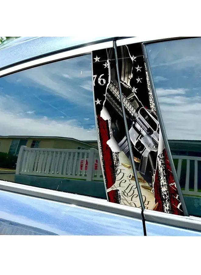 2pcs American Flag Car Decals With 1776 Rifle Design Durable Vinyl B Pillar Protector Stickers - Image 3